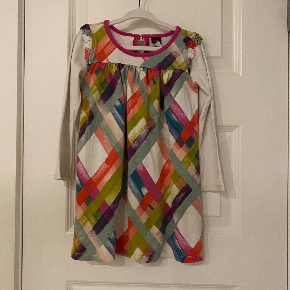 Tea Collection Multicolored Ribbon Stripe Long Sleeved Dress, Size 4T